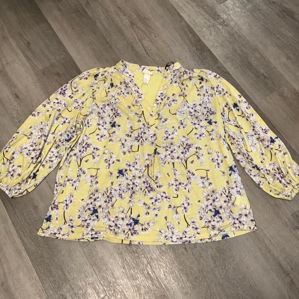Floral print H&M by Anna Glover balloon sleeve top size medium